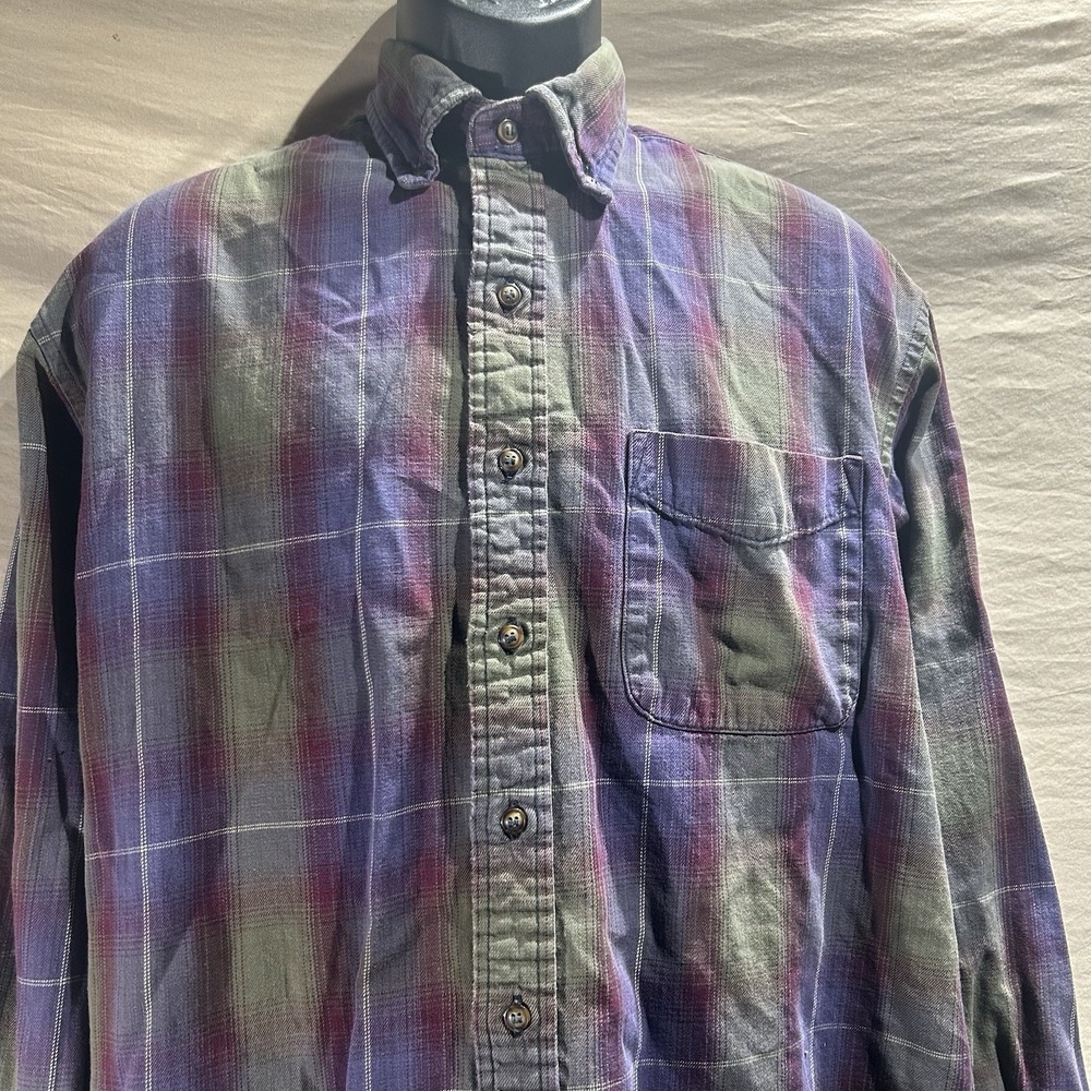 Vintage American Eagle Outfitters Flannel Shirt Men's Medium Purple Plaid Cotton